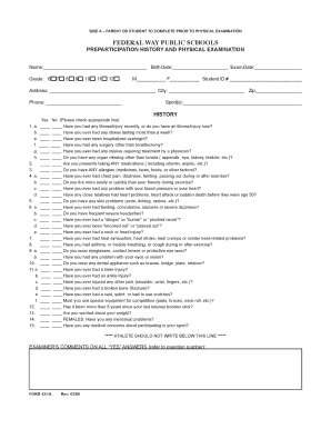 Preparticipation History and Physical Examination Form