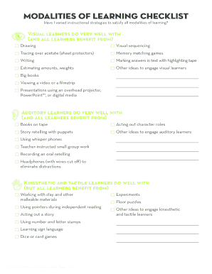 Learning Modalities Checklist