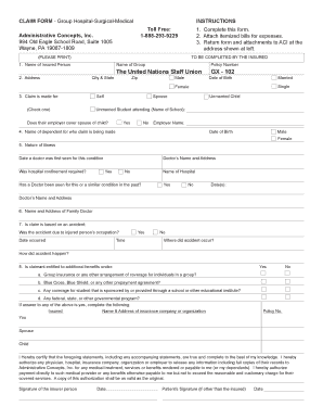 Group Hospital-Surgical-Medical Claim Form