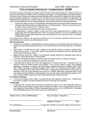 Volunteer Checklist Agreement
