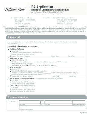 William Blair Directional Multialternative Fund IRA Application