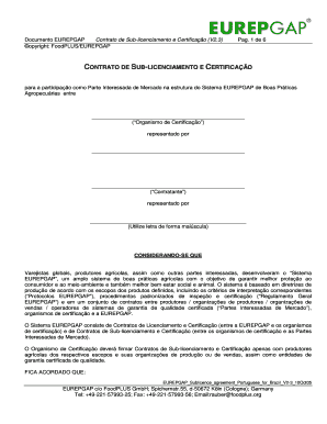 Contrato de Sub-licenciamento e Certificação