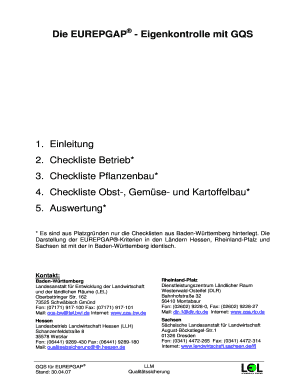 EUREPGAP® - Eigenkontrolle mit GQS