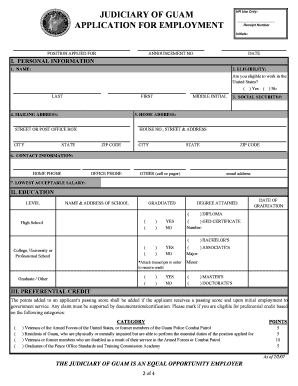 Judiciary of Guam Employment Application