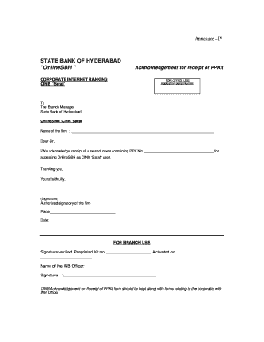 CINB Saral PPKit Receipt Acknowledgment