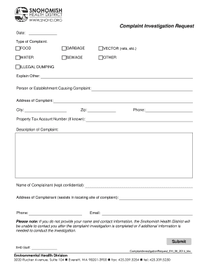 Complaint Investigation Request Form