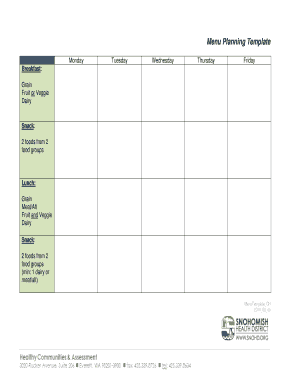 Menu Planning Template