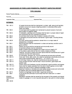 Abandoned or Foreclosed Residential Property Inspection Report