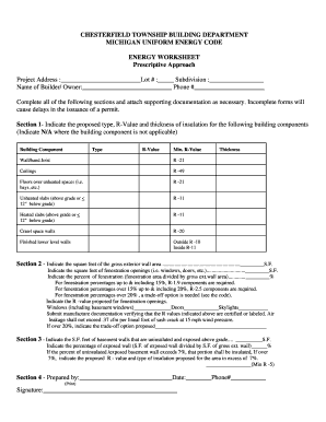 Michigan Uniform Energy Code Worksheet