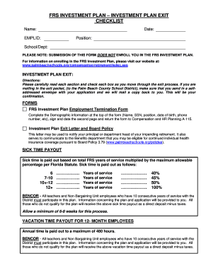 FRS Investment Plan Exit Checklist