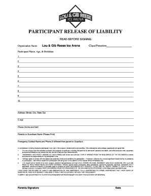 Participant Release of Liability