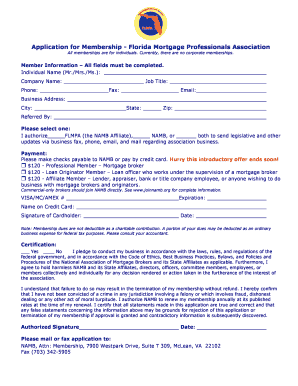 Application for Membership - Florida Mortgage Professionals Association