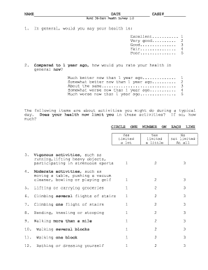 Rand 36-Item Health Survey Form