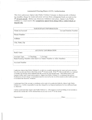 ACH Authorization Form