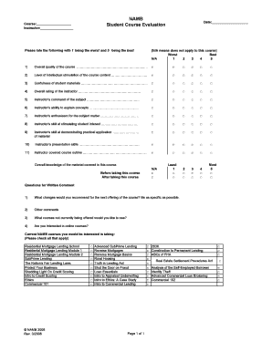 Student Course Evaluation Form