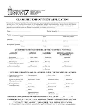 Classified Employment Application