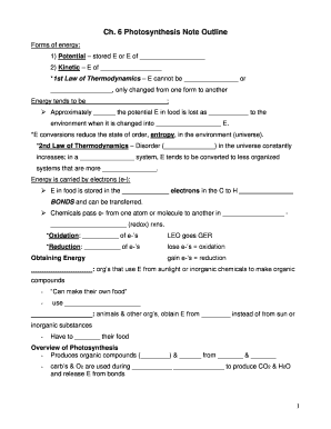 Ch 6 Photosynthesis Note Outline - Edwardsville High School - ecusd7