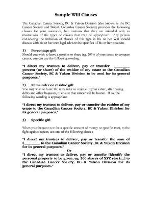 Will Clauses for Canadian Cancer Society