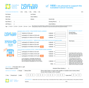 Canadian Cancer Society Lottery Ticket Order Form