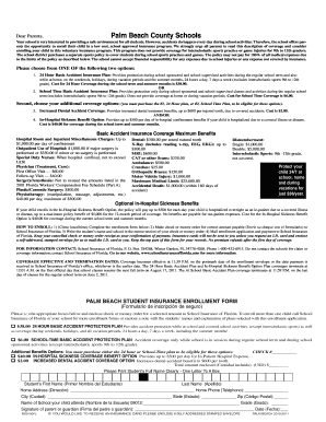 Palm Beach Student Insurance Enrollment Form
