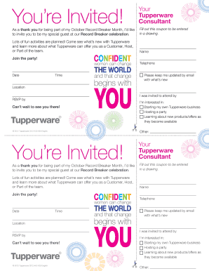 Tupperware Consultant Invitation Form