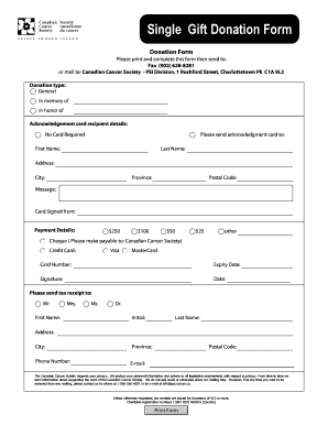Single Gift Donation Form