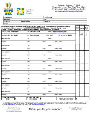 Canadian Cancer Society Donation Form
