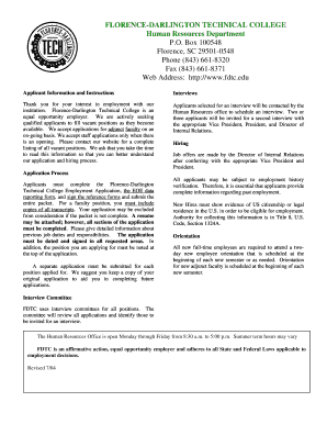 Florence-Darlington Technical College Employment Application