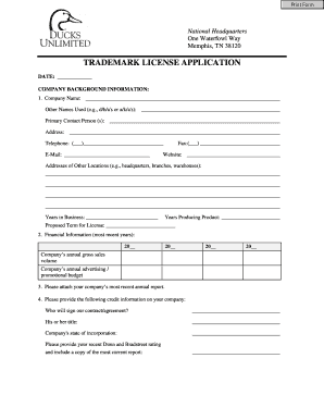 Trademark License Application