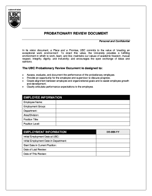 UBC Probationary Review Document