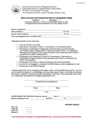Application for Registration of Business Firms