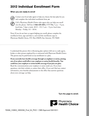2012 Individual Enrollment Form