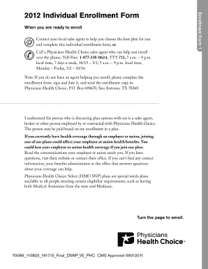 2012 Individual Enrollment Form