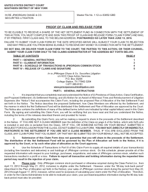 JPMorgan Chase Securities Litigation Proof of Claim Form