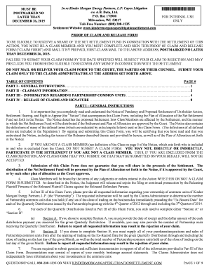 Kinder Morgan Energy Partners Settlement Claim Form