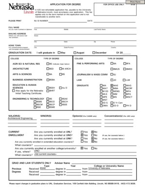 University of Nebraska-Lincoln Degree Application