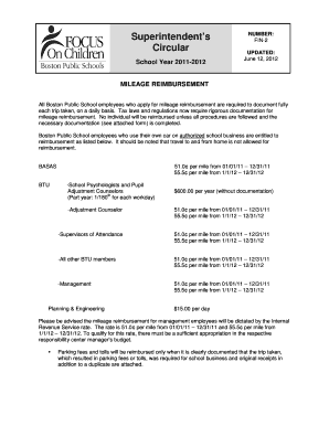 Boston Public Schools Mileage Reimbursement Form