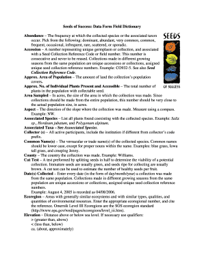 Seed Collection Data Form