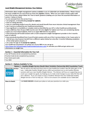 Calderdale Weight Management Service Options