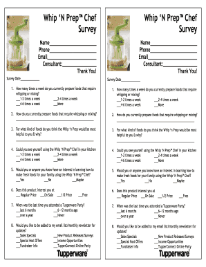 Whip ‘N Prep™ Chef Survey Form