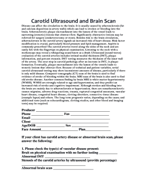 Carotid Ultrasound and Brain Scan Form