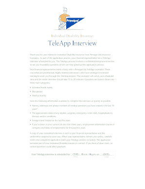 Individual Disability Insurance TeleApp Interview
