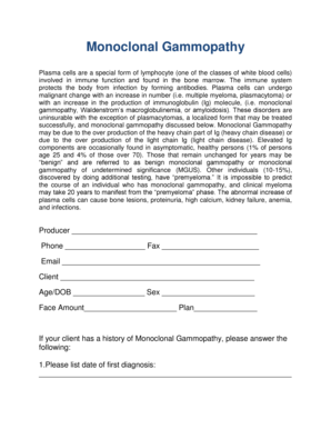 Monoclonal Gammopathy Health Questionnaire