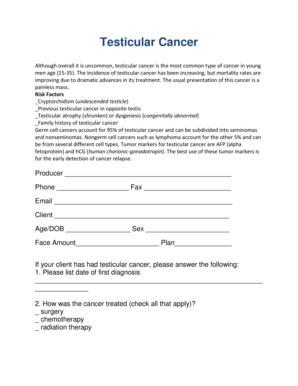 Testicular Cancer Medical Questionnaire