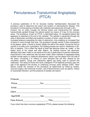 PTCA Medical Questionnaire