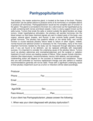 Panhypopituitarism Underwriting Form