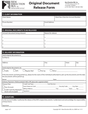 IRA Document Release Form