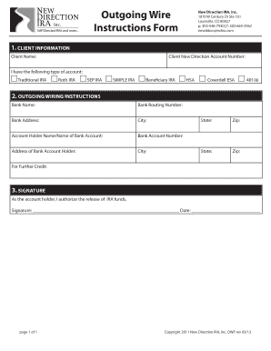 Outgoing Wire Transfer Form