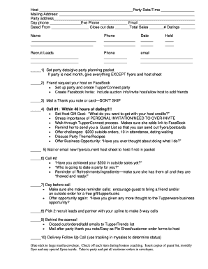 Tupperware Party Planning Checklist