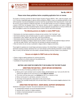 Refund Support Vocations Program Application